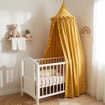 ciel de lit bébé Voile Douce décoration chambre bébé douce et apaisante 