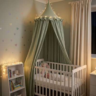 ciel de lit bébé Voile Douce vue détail  qualité et élégance