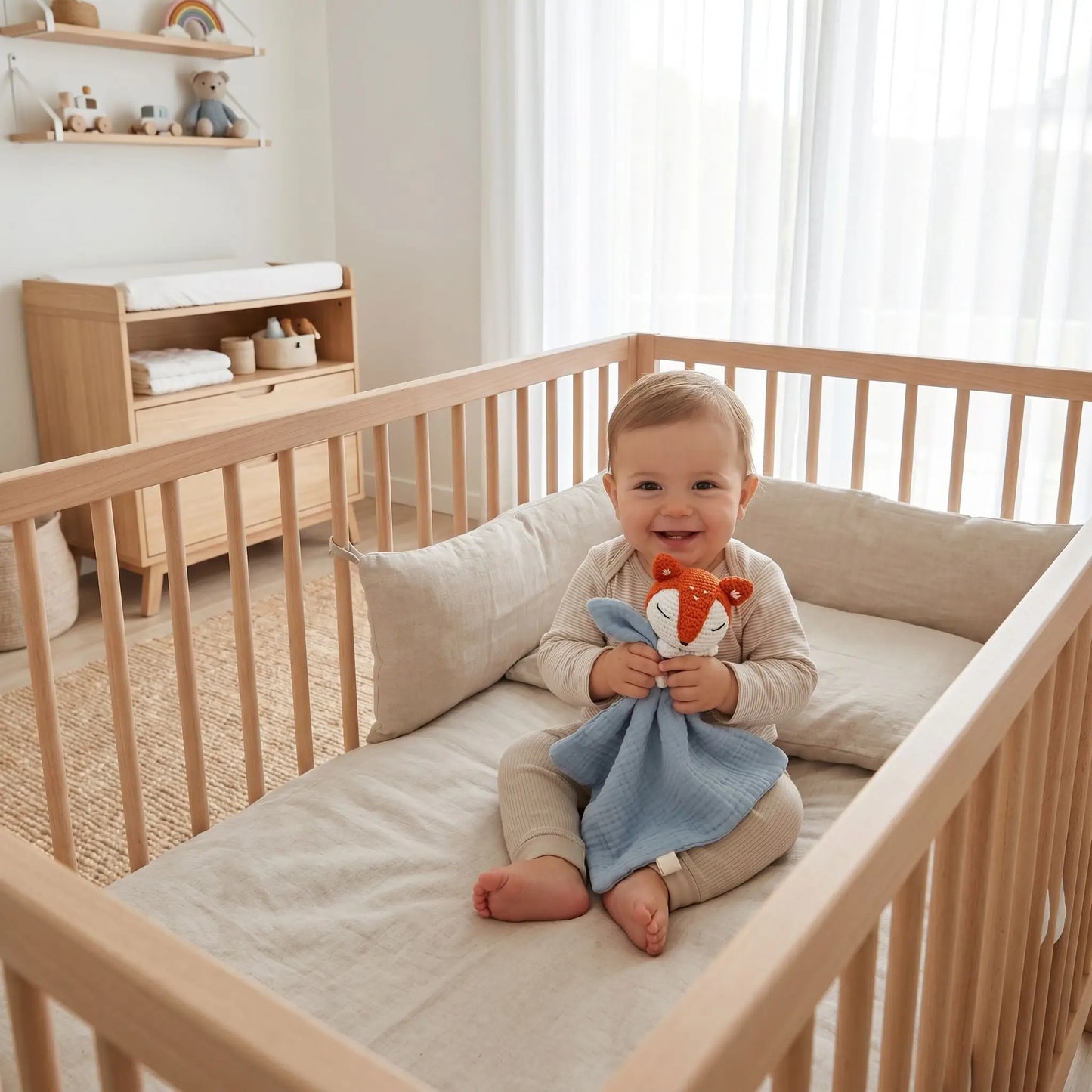 doudou bebe renard| rose beige bleu