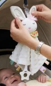 Doudou bebe lapin avec anneau de dentition | blanc