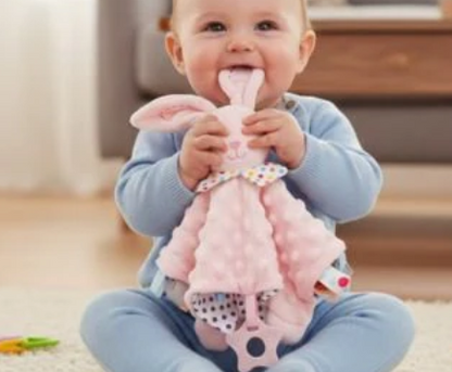 Doudou bebe lapin | rose moelleux